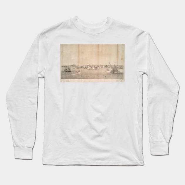 Vintage Pictorial View of Jersey City NJ (1866) Long Sleeve T-Shirt by Bravuramedia